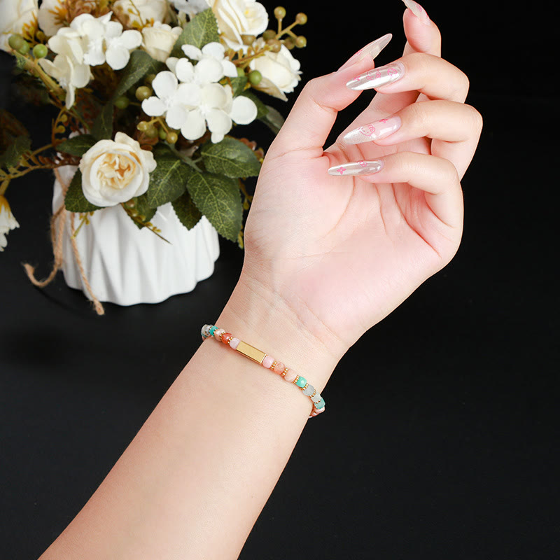 Pulsera de cuentas de piedras preciosas naturales talladas en cubos de Olivenorma