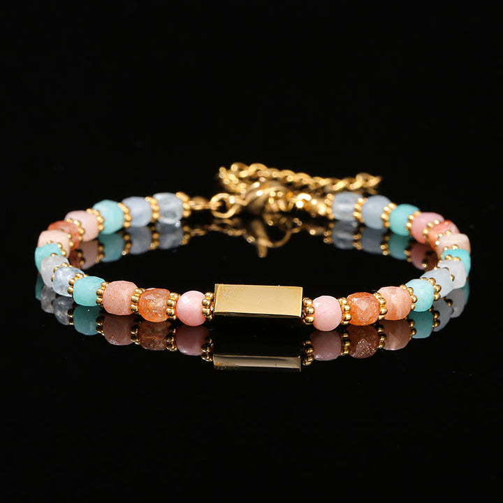 Pulsera de cuentas de piedras preciosas naturales talladas en cubos de Olivenorma