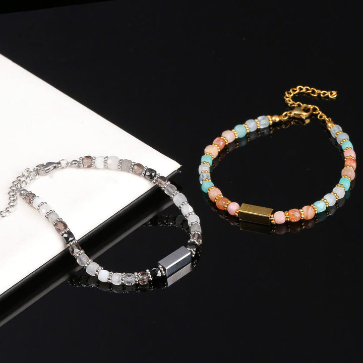 Pulsera de cuentas de piedras preciosas naturales talladas en cubos de Olivenorma