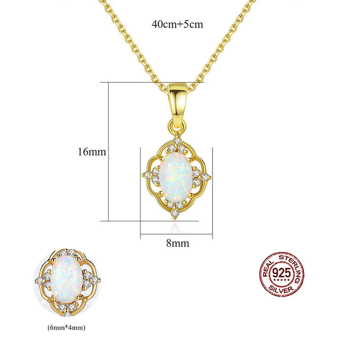 Collar de plata de ley 925 con dije de ópalo de Olivenorma
