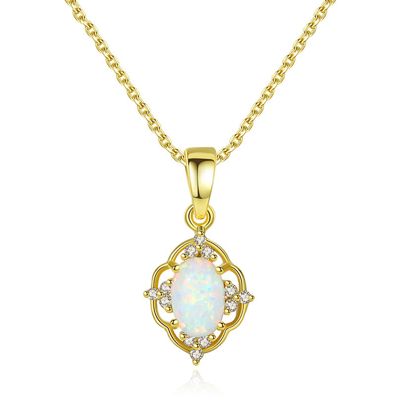 Collar de plata de ley 925 con dije de ópalo de Olivenorma