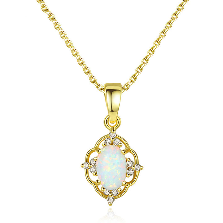 Collar de plata de ley 925 con dije de ópalo de Olivenorma