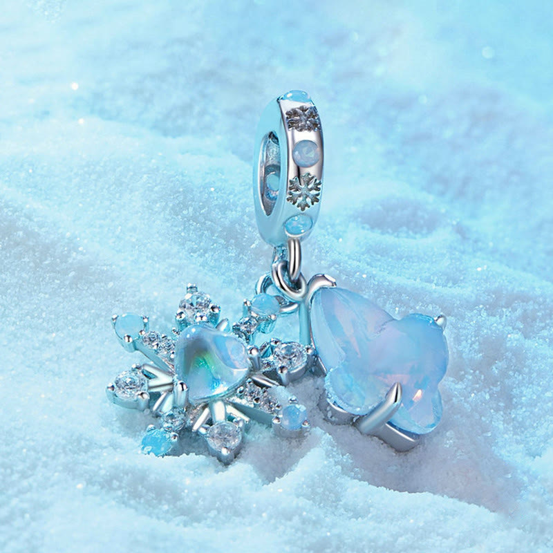 Gargantilla de plata S925 con ópalo, mariposa y copos de nieve de Olivenorma