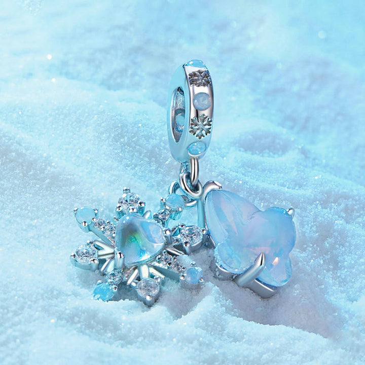 Gargantilla de plata S925 con ópalo, mariposa y copos de nieve de Olivenorma