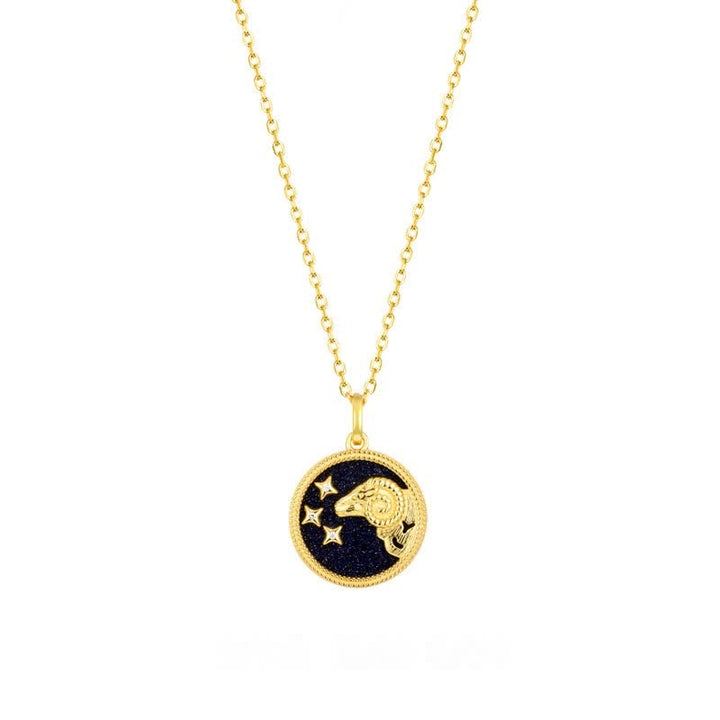 Collar con signo del zodiaco que escucha en piedra arenisca azul 