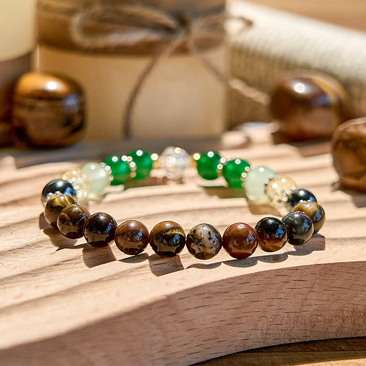 Pulsera de cuentas de peridoto, ojo de tigre y hematita de Olivenorma