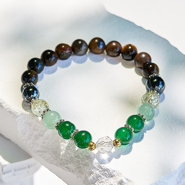 Pulsera de cuentas de peridoto, ojo de tigre y hematita de Olivenorma