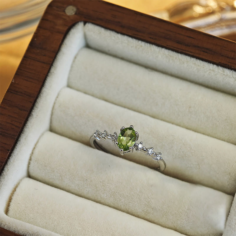 Anillo y collar de plata de ley con peridoto natural de Olivenorma