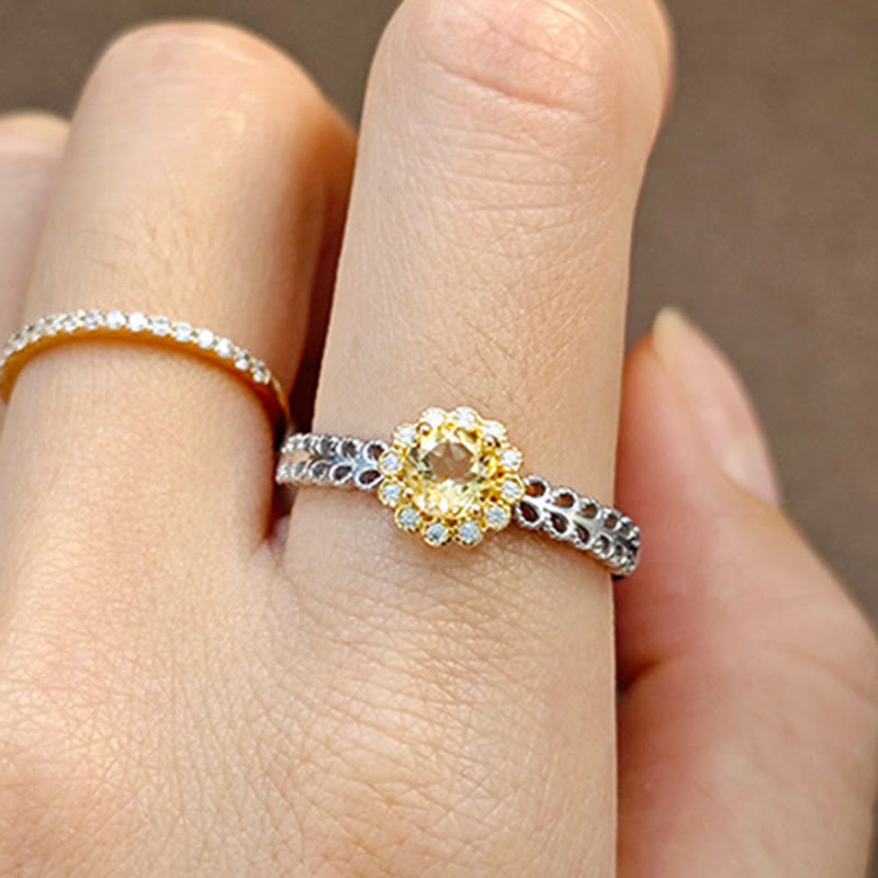 Anillo de girasol y citrino natural de Olivenorma