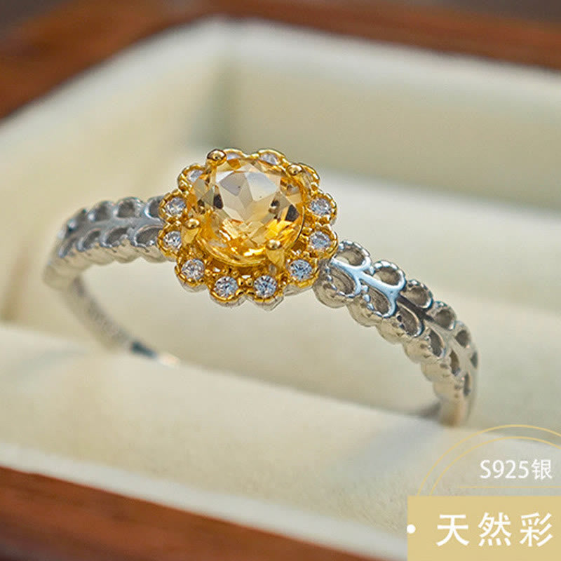 Anillo de girasol y citrino natural de Olivenorma