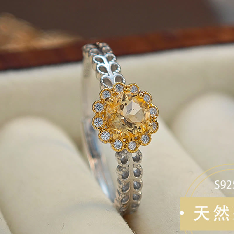 Anillo de girasol y citrino natural de Olivenorma