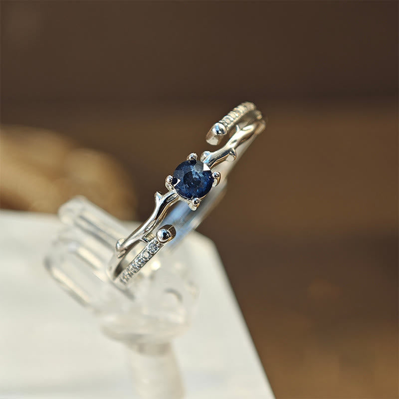 Anillo de zafiro natural en forma de rama de Olivenorma