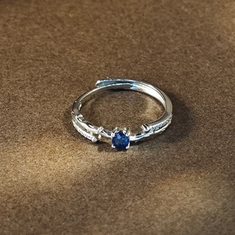 Anillo de zafiro natural en forma de rama de Olivenorma