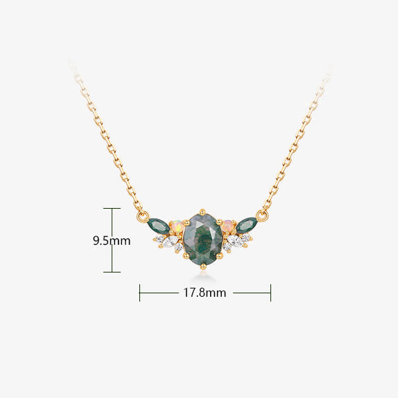 Collar con forma de corona de flores de ágata musgosa natural de Olivenorma