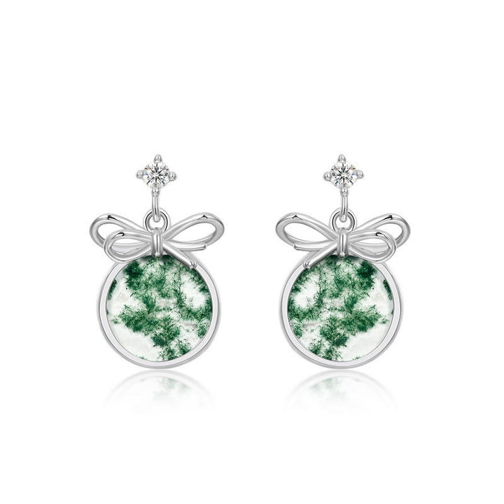 Pendientes de lazo de ágata musgosa natural de Olivenorma