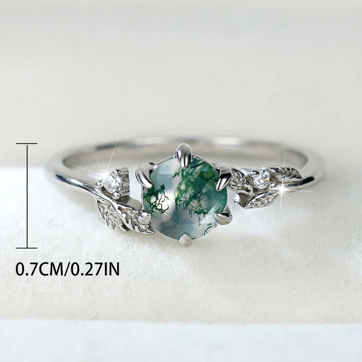Anillo envolvente de hoja de ágata musgosa natural de Olivenorma