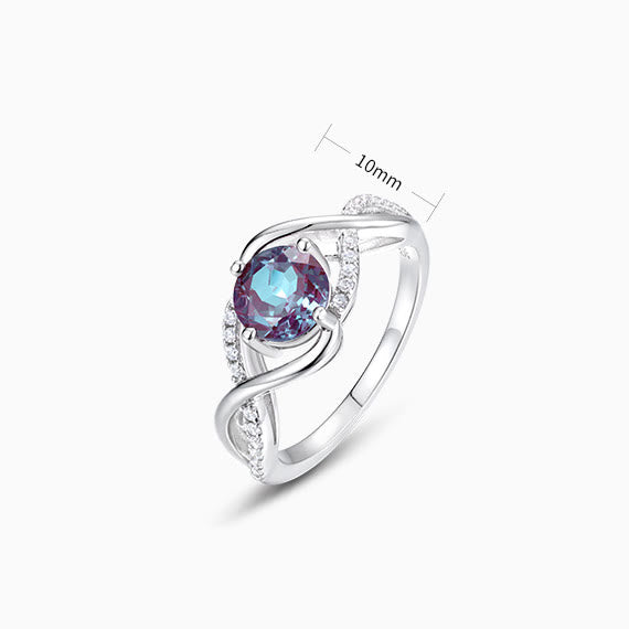 Anillo de alejandrita natural en forma de onda de Olivenorma