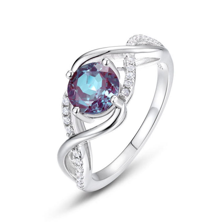 Anillo de alejandrita natural en forma de onda de Olivenorma