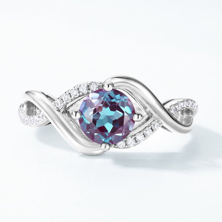 Anillo de alejandrita natural en forma de onda de Olivenorma