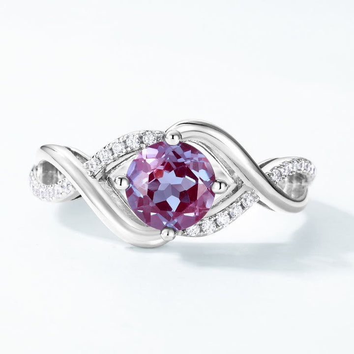 Anillo de alejandrita natural en forma de onda de Olivenorma