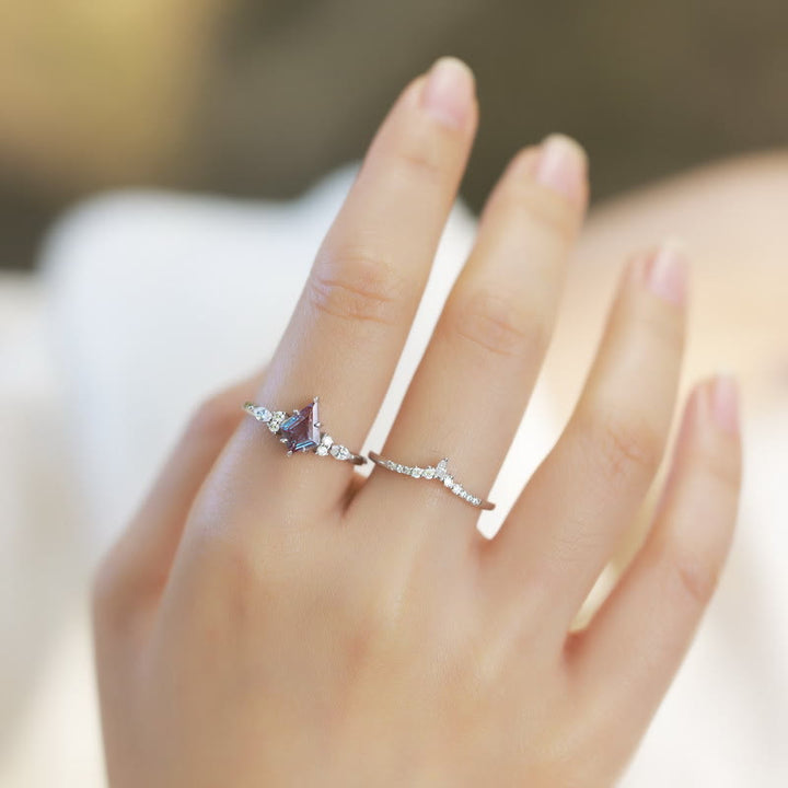 Juego de 2 anillos de alejandrita natural de Olivenorma
