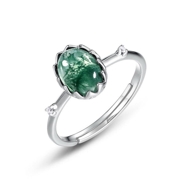 Juego de joyas con colgante de ágata musgosa natural de talla redonda de Olivenorma