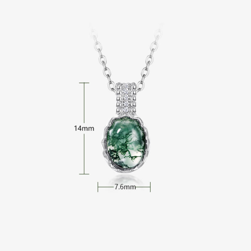 Juego de joyas con colgante de ágata musgosa natural de talla redonda de Olivenorma