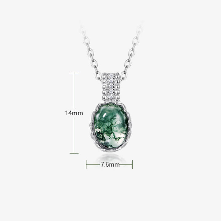 Juego de joyas con colgante de ágata musgosa natural de talla redonda de Olivenorma