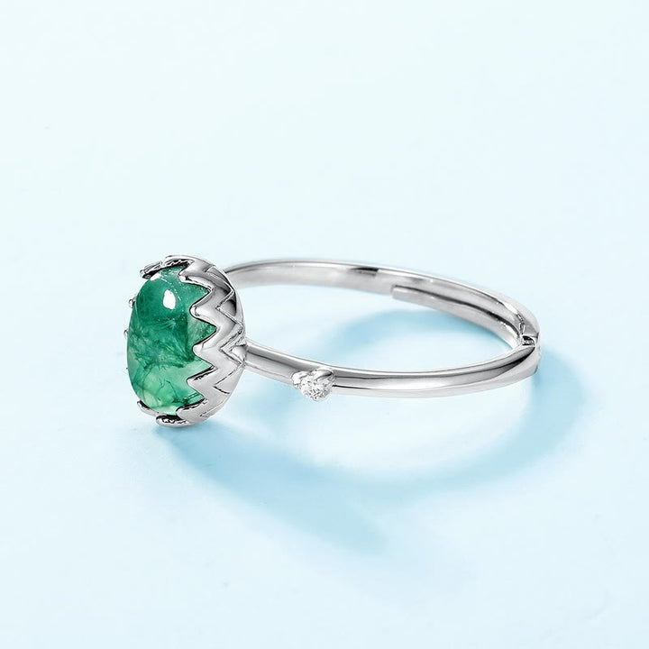 Juego de joyas con colgante de ágata musgosa natural de talla redonda de Olivenorma