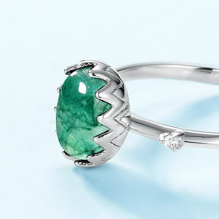 Juego de joyas con colgante de ágata musgosa natural de talla redonda de Olivenorma