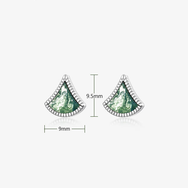 Conjunto de joyas de ágata musgosa con forma de hoja de ginkgo de Olivenorma