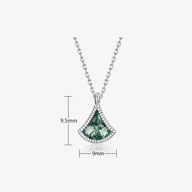 Conjunto de joyas de ágata musgosa con forma de hoja de ginkgo de Olivenorma