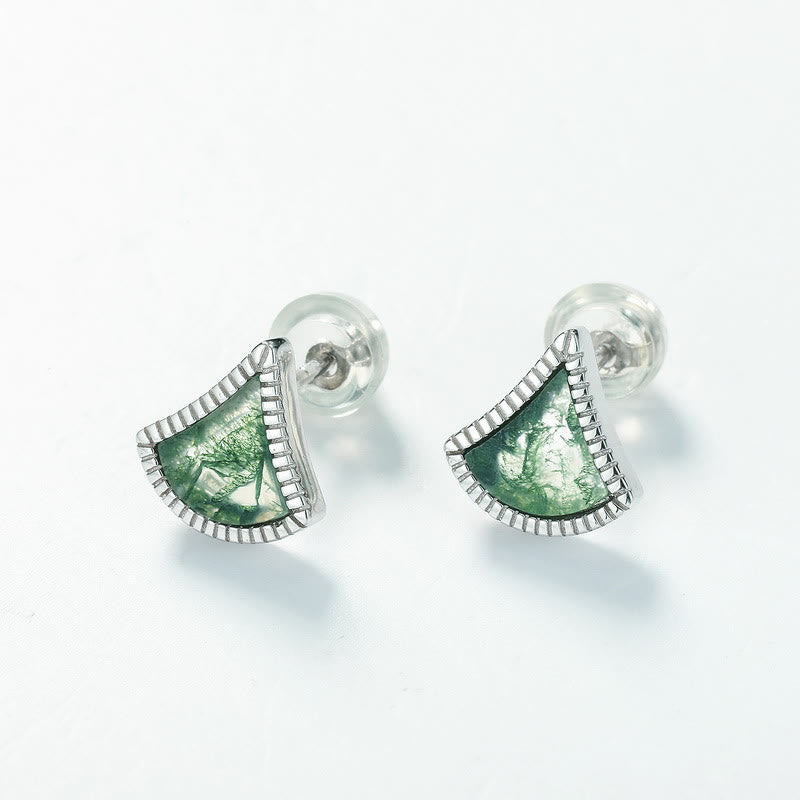 Conjunto de joyas de ágata musgosa con forma de hoja de ginkgo de Olivenorma