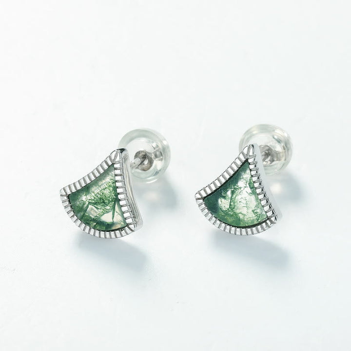 Conjunto de joyas de ágata musgosa con forma de hoja de ginkgo de Olivenorma