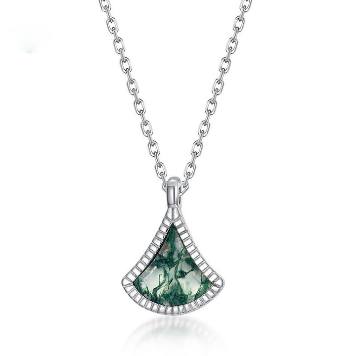 Conjunto de joyas de ágata musgosa con forma de hoja de ginkgo de Olivenorma