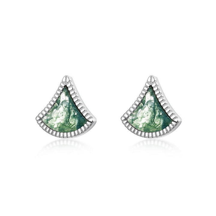 Conjunto de joyas de ágata musgosa con forma de hoja de ginkgo de Olivenorma