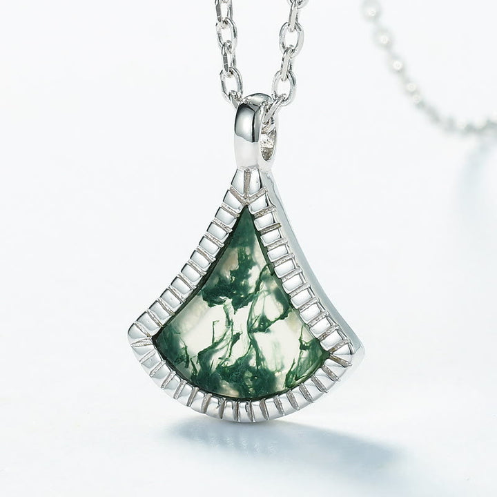 Conjunto de joyas de ágata musgosa con forma de hoja de ginkgo de Olivenorma