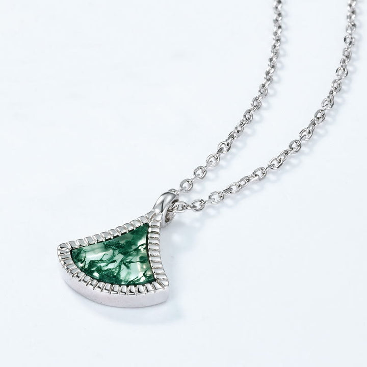Conjunto de joyas de ágata musgosa con forma de hoja de ginkgo de Olivenorma