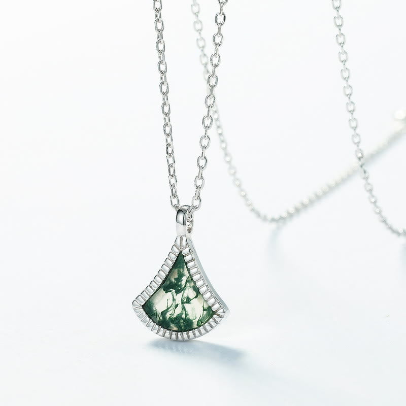 Conjunto de joyas de ágata musgosa con forma de hoja de ginkgo de Olivenorma