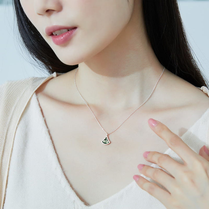 Conjunto de joyas de ágata musgosa con forma de hoja de ginkgo de Olivenorma