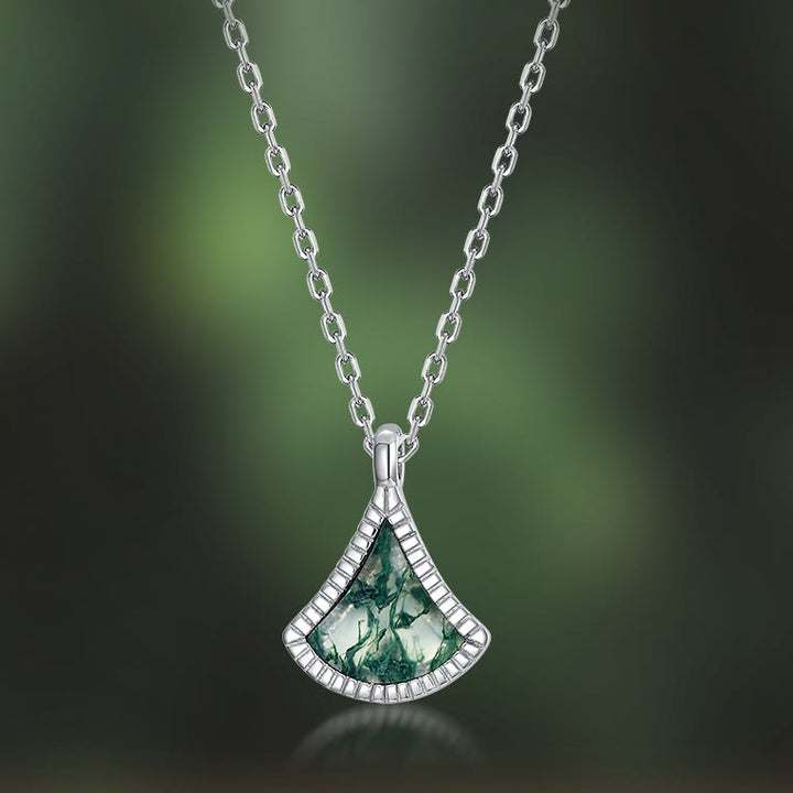 Conjunto de joyas de ágata musgosa con forma de hoja de ginkgo de Olivenorma