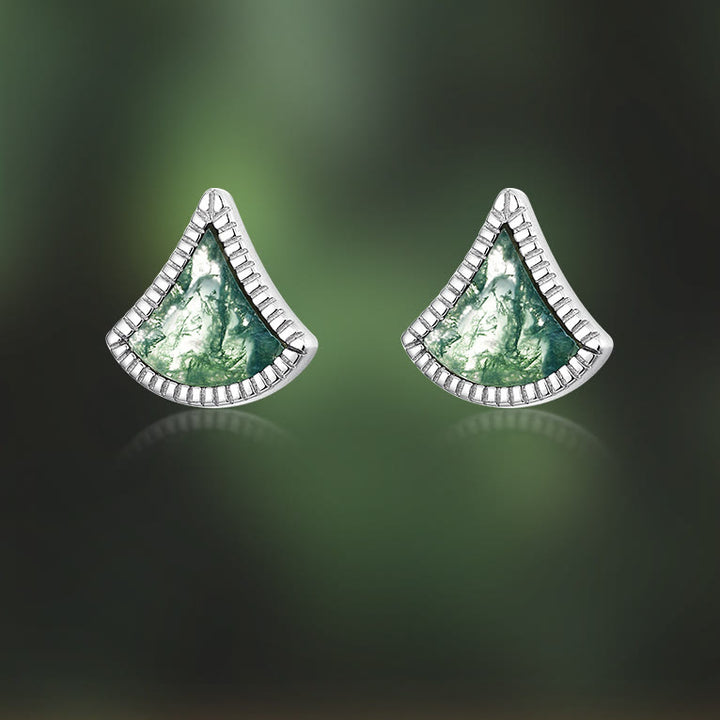 Conjunto de joyas de ágata musgosa con forma de hoja de ginkgo de Olivenorma