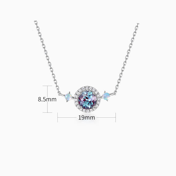 Conjunto de joyas con colgante redondo de alejandrita natural de Olivenorma