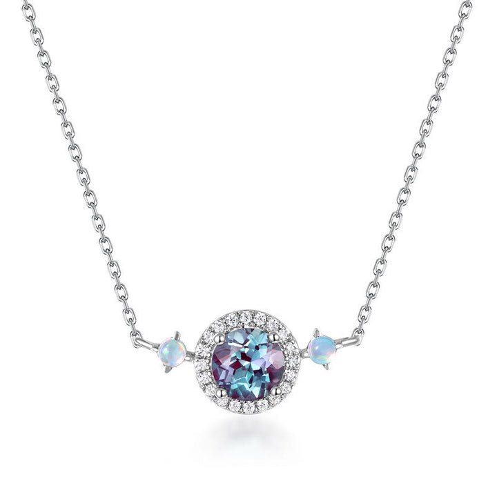 Conjunto de joyas con colgante redondo de alejandrita natural de Olivenorma