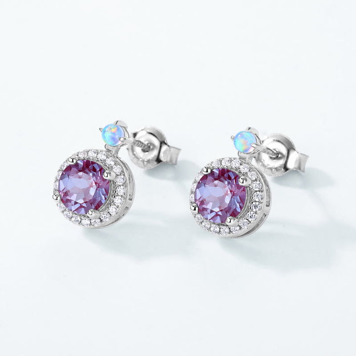 Conjunto de joyas con colgante redondo de alejandrita natural de Olivenorma