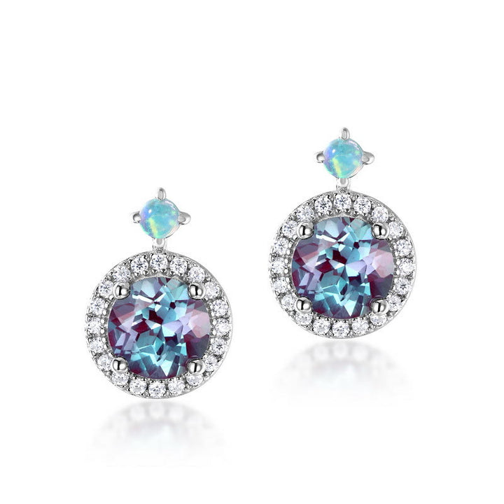 Conjunto de joyas con colgante redondo de alejandrita natural de Olivenorma