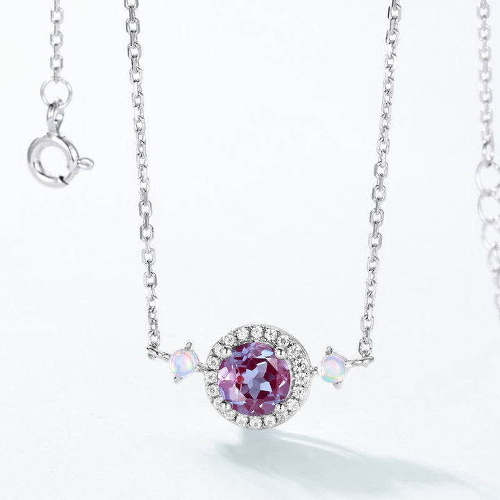 Conjunto de joyas con colgante redondo de alejandrita natural de Olivenorma