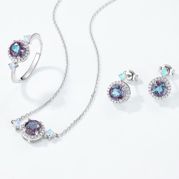 Conjunto de joyas con colgante redondo de alejandrita natural de Olivenorma
