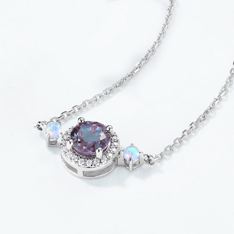 Conjunto de joyas con colgante redondo de alejandrita natural de Olivenorma