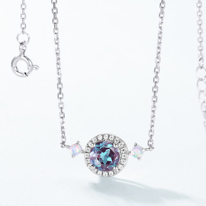Conjunto de joyas con colgante redondo de alejandrita natural de Olivenorma